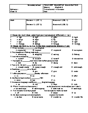 The first semester examination subject  English 8